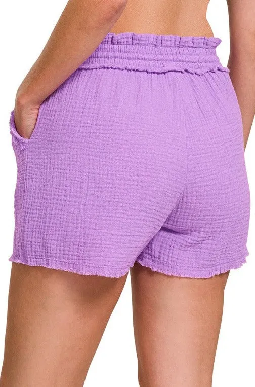 Double Elasticband Drawstring Waist Shorts