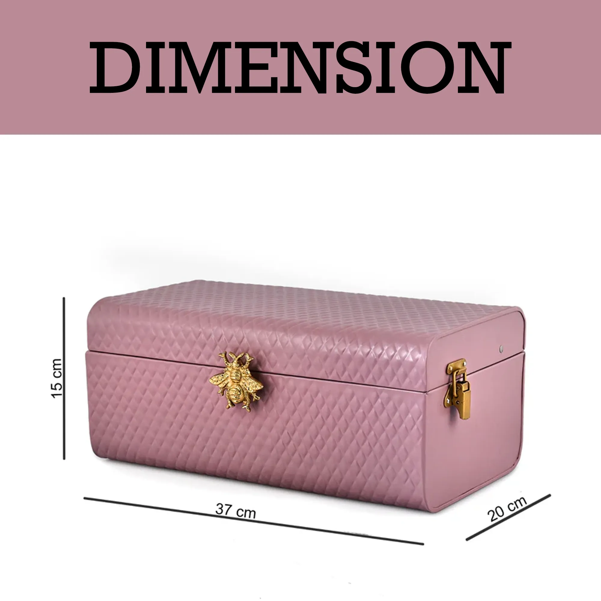 Elan The Royal Hive Large Metal Trunk Box, Decorative Storage Box (Mauve)
